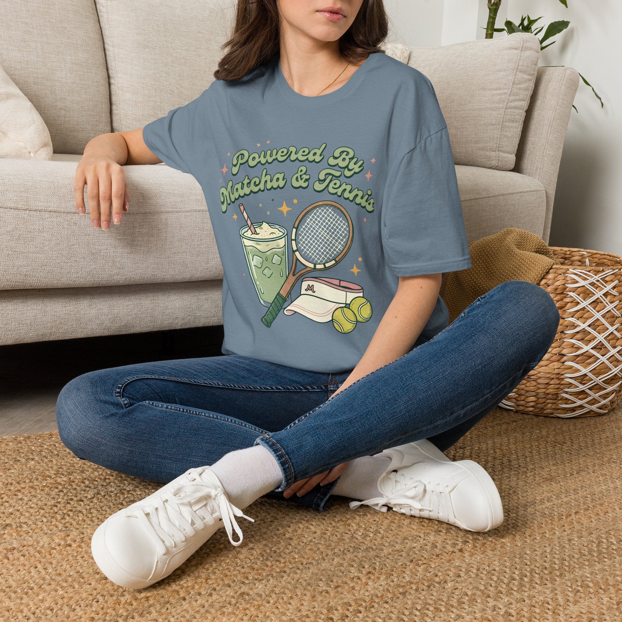 Powered by Matcha & Tennis Tee — Cute Athletic Tea Lover Shirt