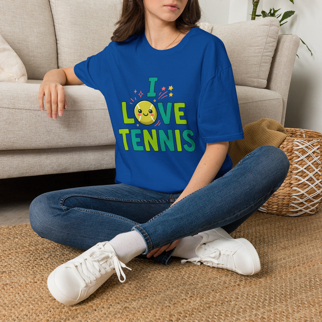 I Love Tennis T-Shirt — Cute Smiley Tennis Ball Tee for Players & Fans