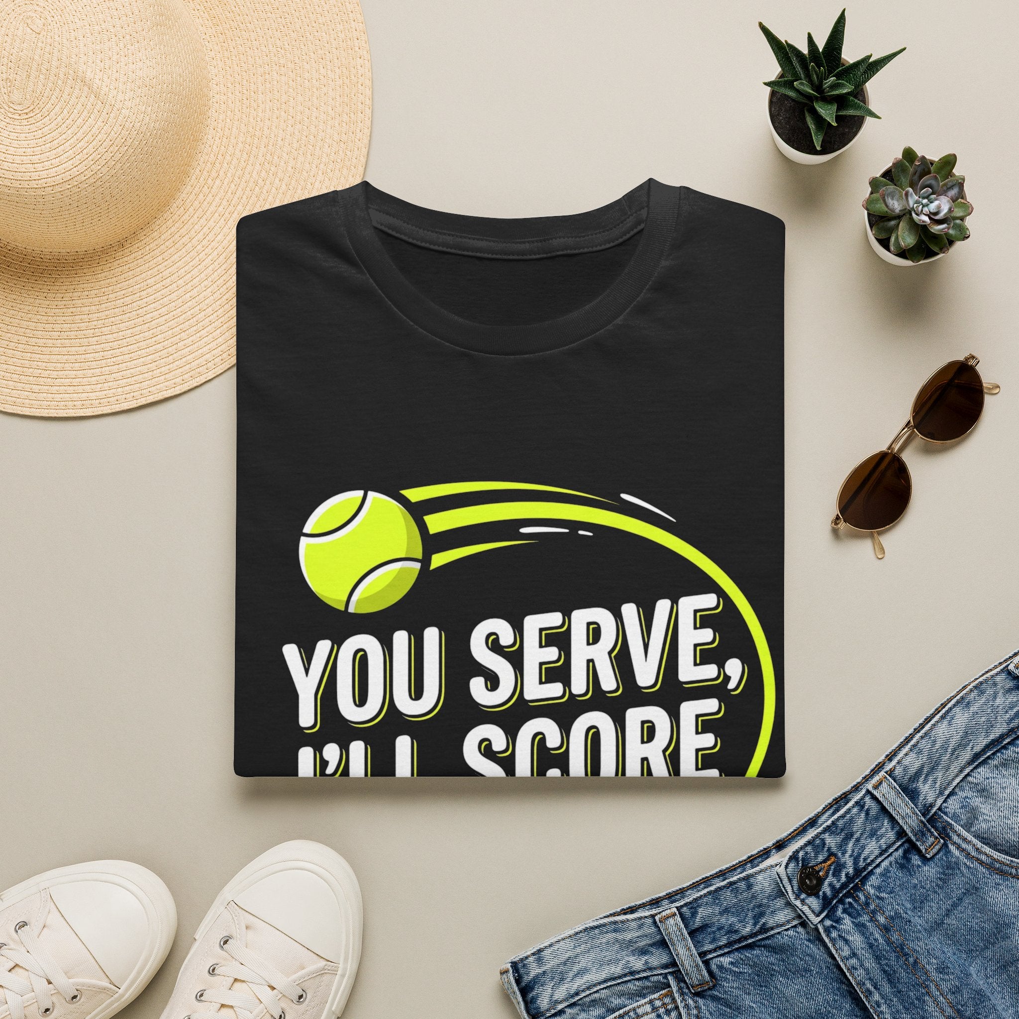 Funny Tennis Tee — "You Serve, I'll Score" Graphic T-Shirt