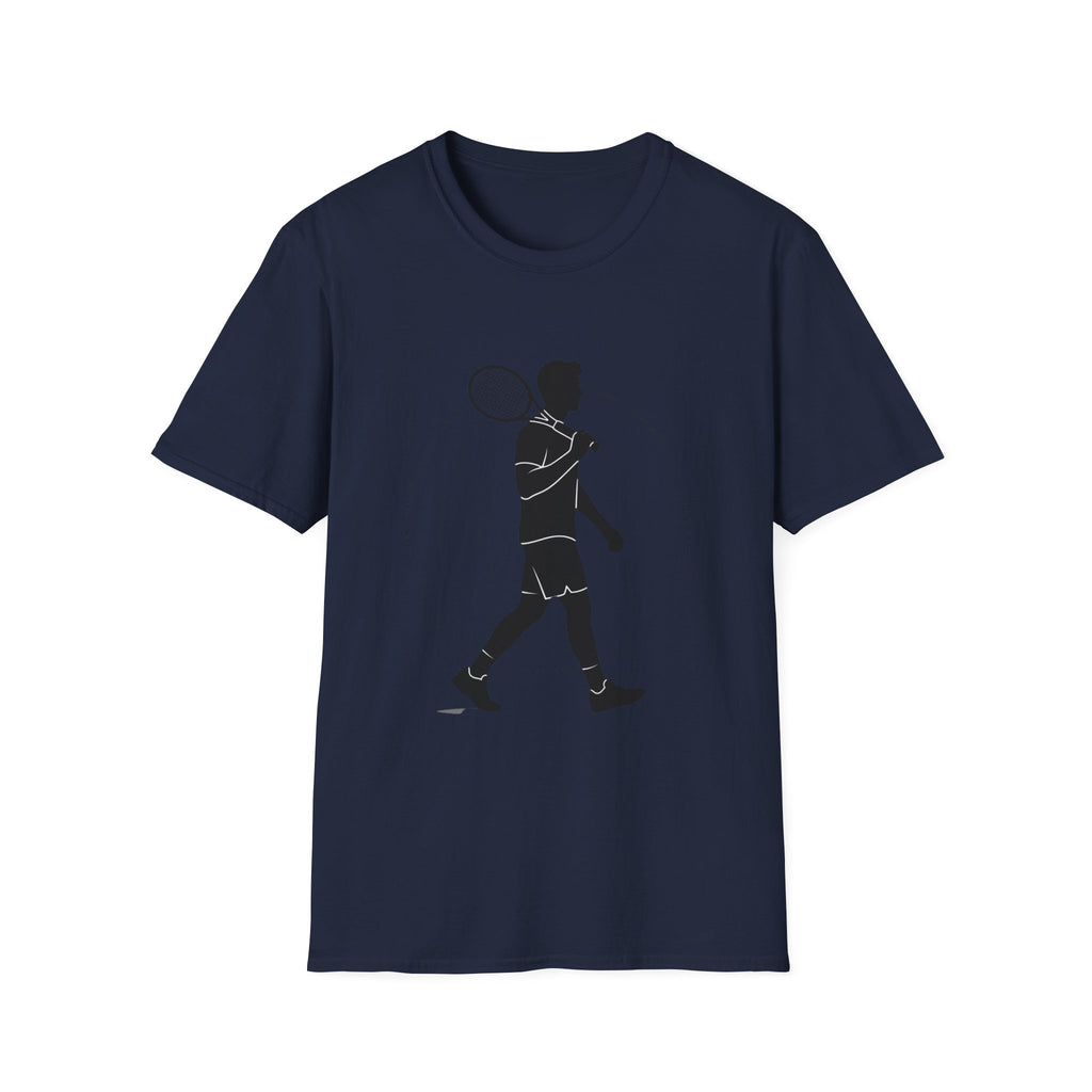 Tennis Player Silhouette T‑Shirt — Minimal Athletic Graphic Tee
