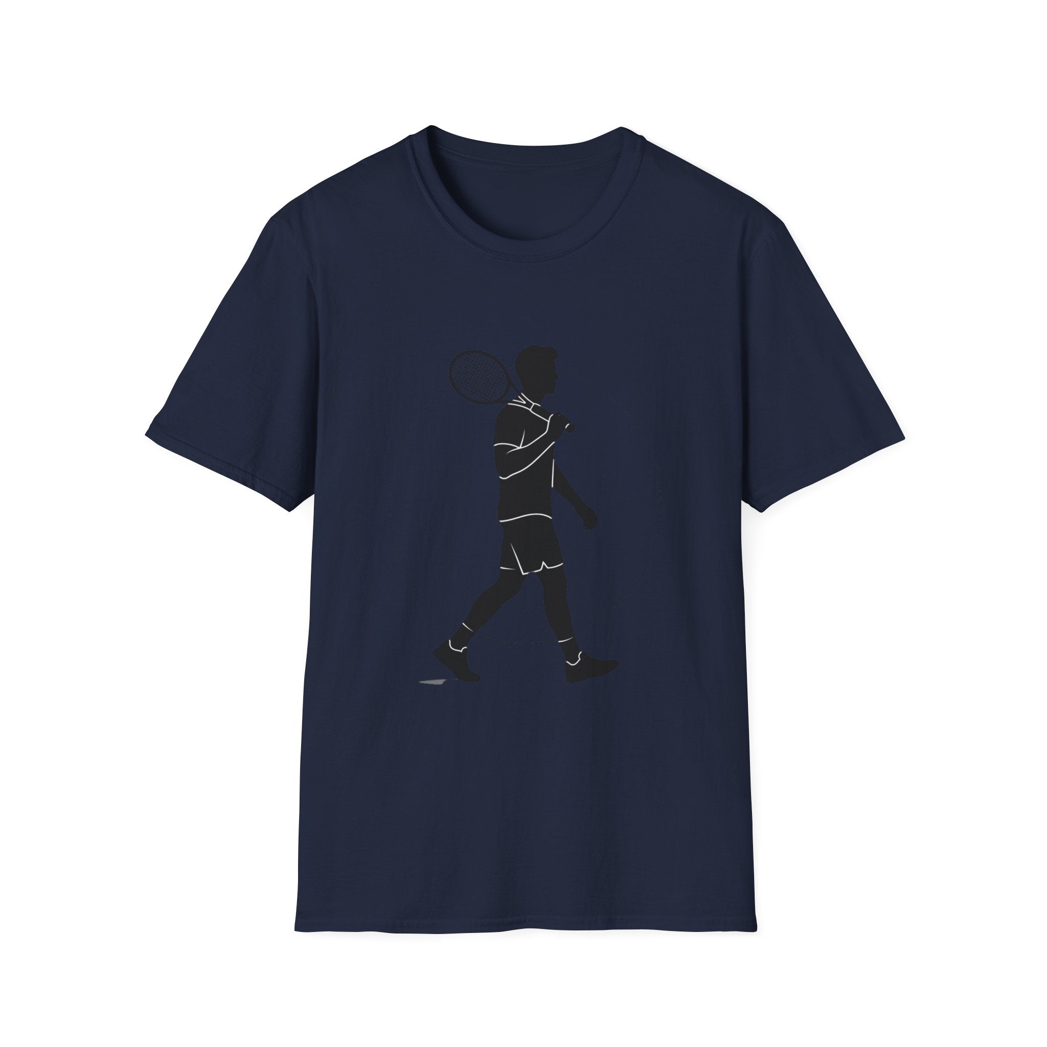 Tennis Player Silhouette T‑Shirt — Minimal Athletic Graphic Tee