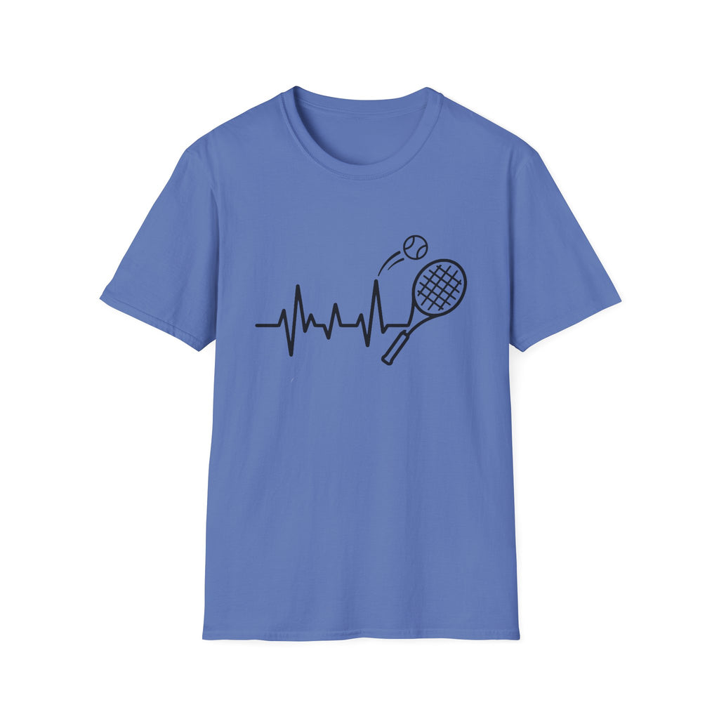 Tennis Heartbeat T-Shirt — Racket & Ball Graphic Tee for Players