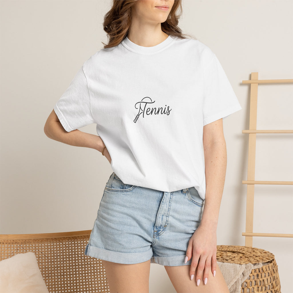 Tennis Script Tee — Minimalist Athletic Tennis T‑Shirt