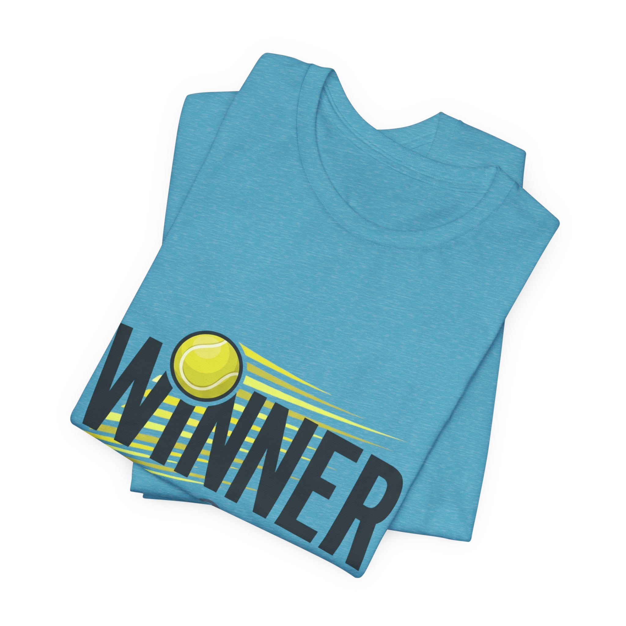 Winner Tennis T‑Shirt — Motivational Tennis Tee with Ball & Racket Graphic