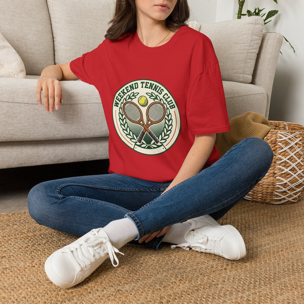 Weekend Tennis Club T-Shirt — Retro Tennis Racket & Ball Graphic