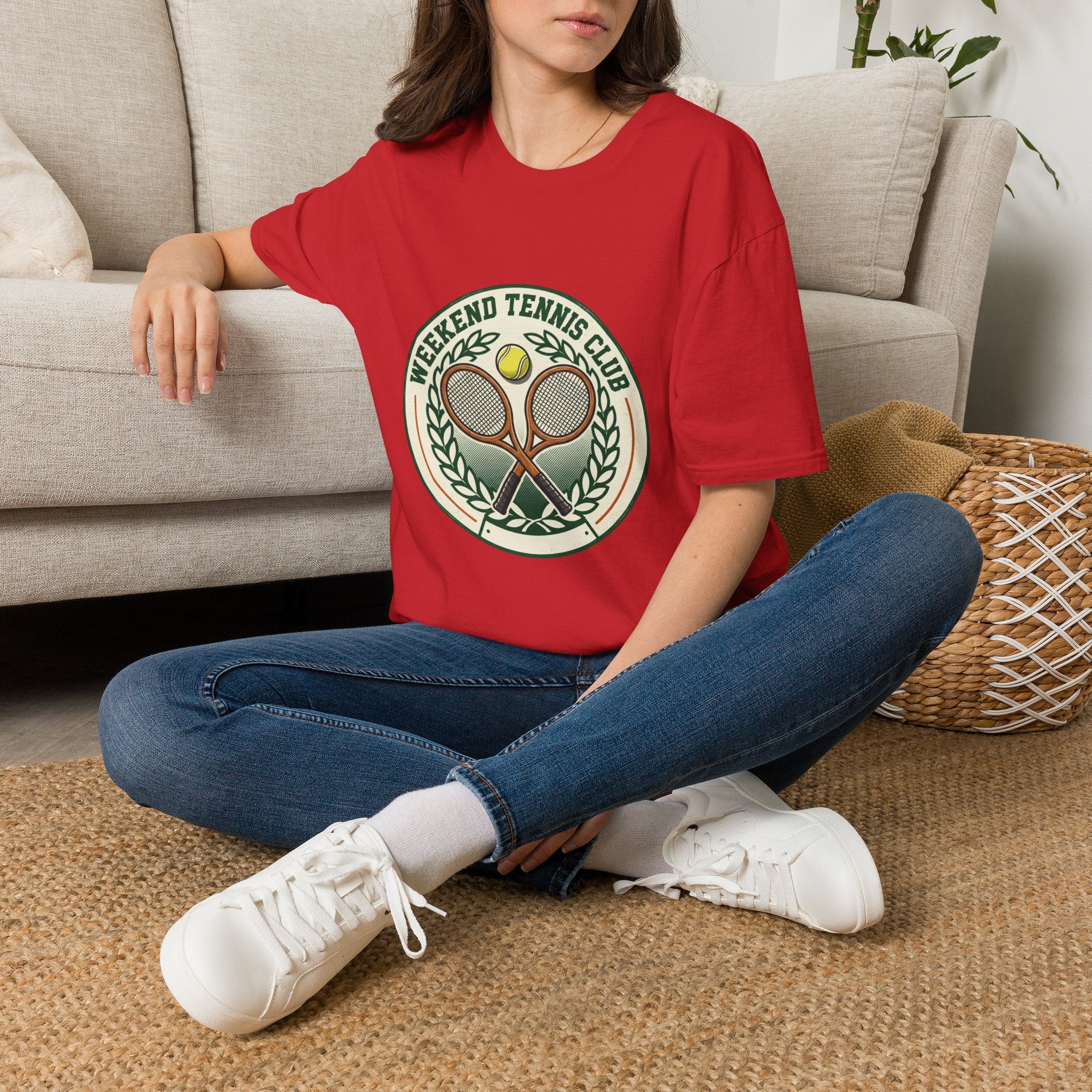 Weekend Tennis Club T-Shirt — Retro Tennis Racket & Ball Graphic