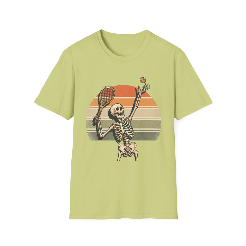 Skeleton Tennis Tee — Retro Sunset Vintage t_shirt