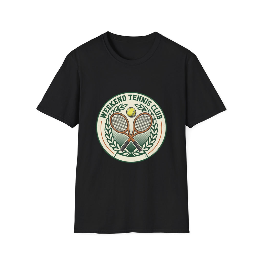 Weekend Tennis Club T-Shirt — Retro Tennis Racket & Ball Graphic