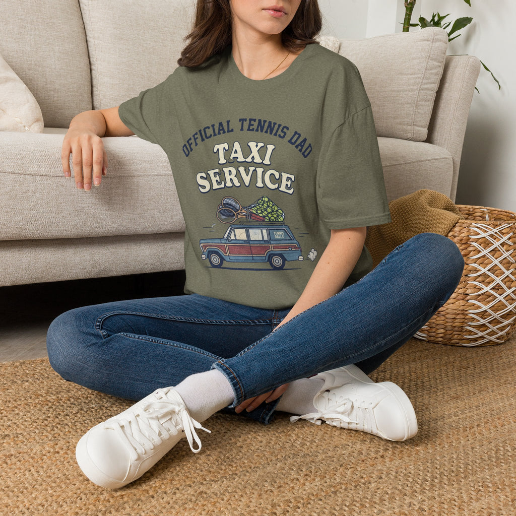 T-Shirt — "Official Tennis Dad Taxi Service" Vintage Car Dad Tee