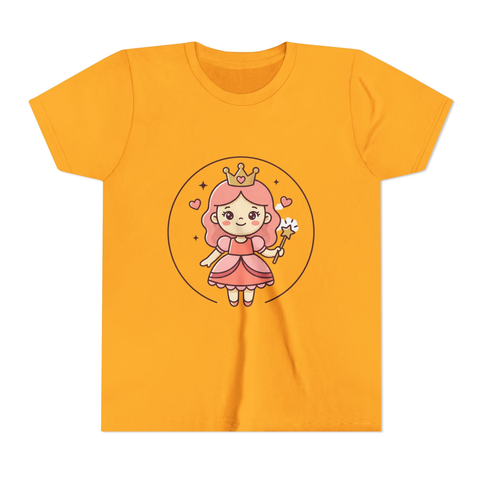 Princess Fairy Kids T-Shirt - Cute Pink Crowned Princess Graphic Youth Tee