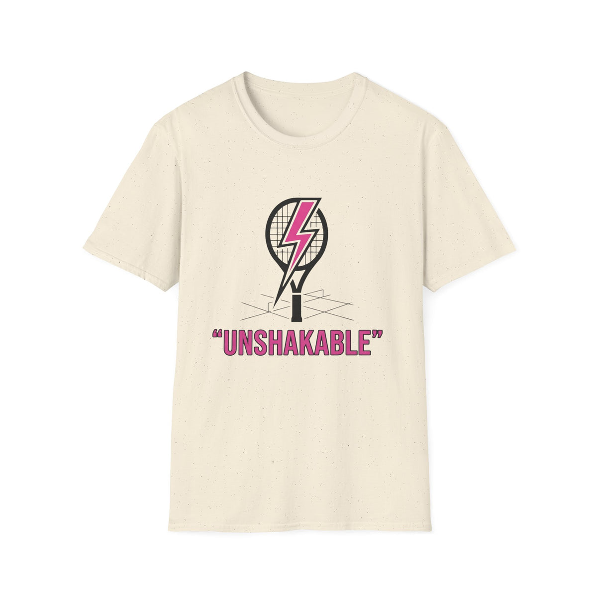 Unshakable Tennis Racket T-Shirt — Empowering Pink Lightning Tennis Tee