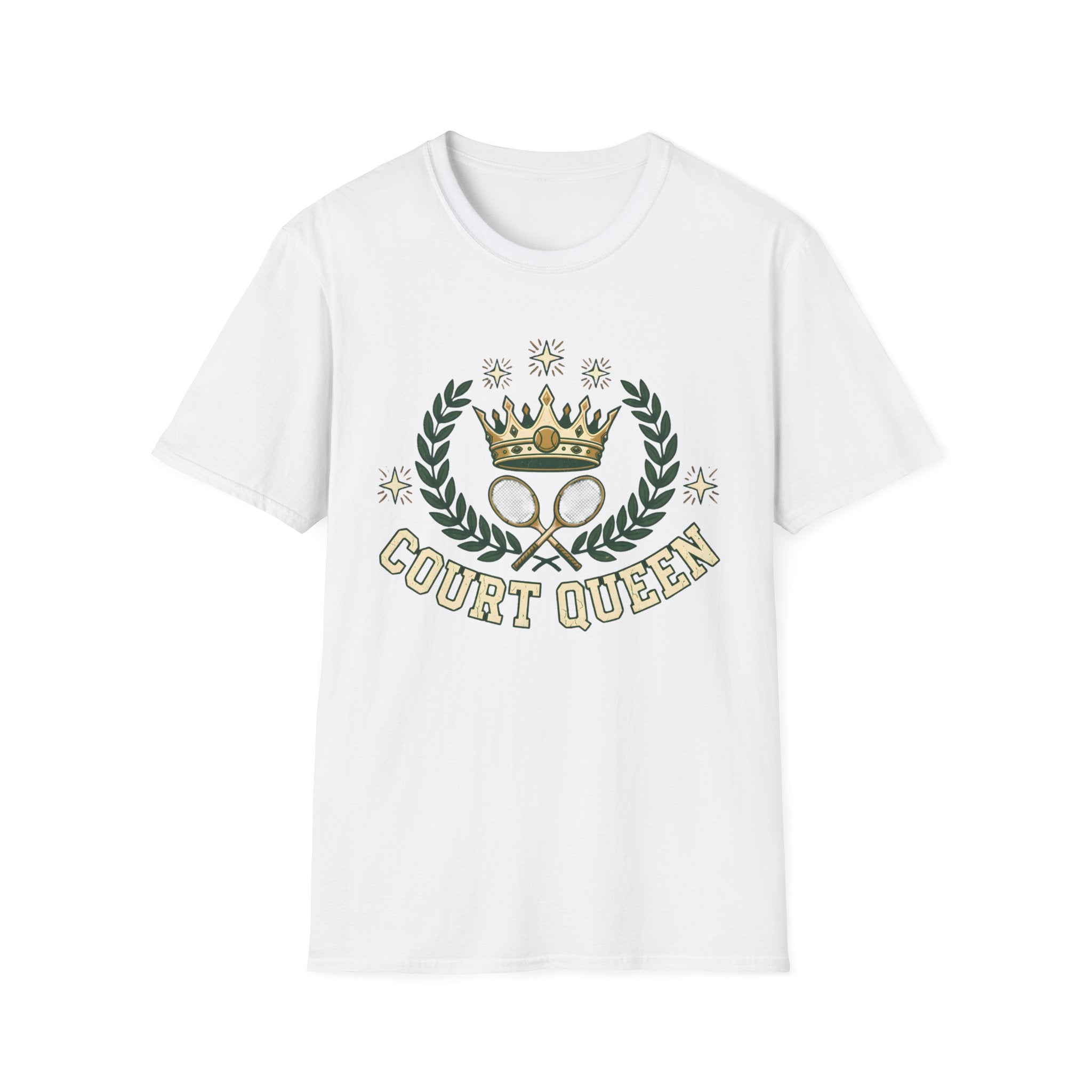 Court Queen Tennis T-Shirt — Vintage Crown Crest Tee