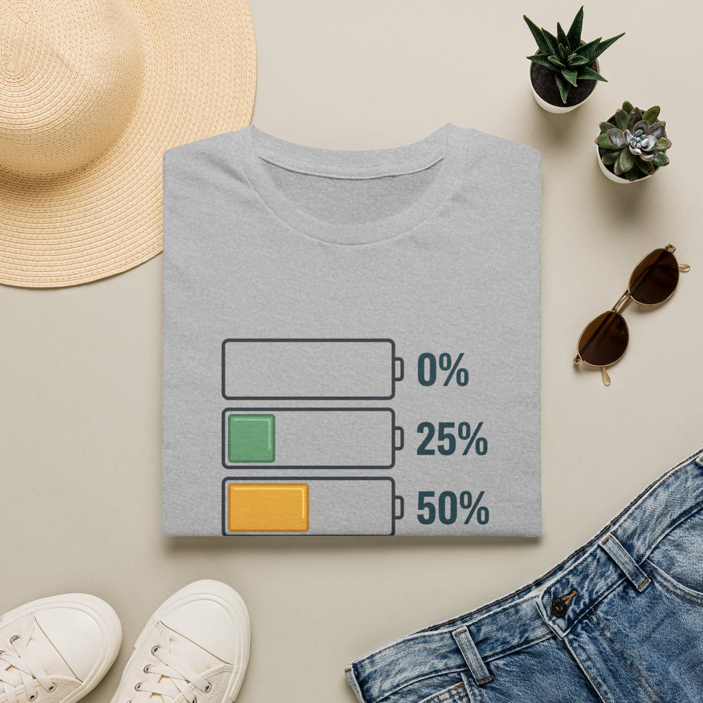 T-Shirt — Tennis Energy Levels Graphic Tee (0%–100% Battery Bars)