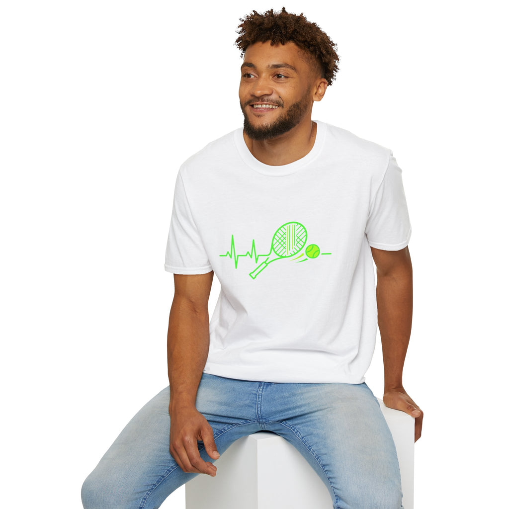 Tennis Racket Heartbeat T-Shirt — Neon Green Tennis Lover Tee
