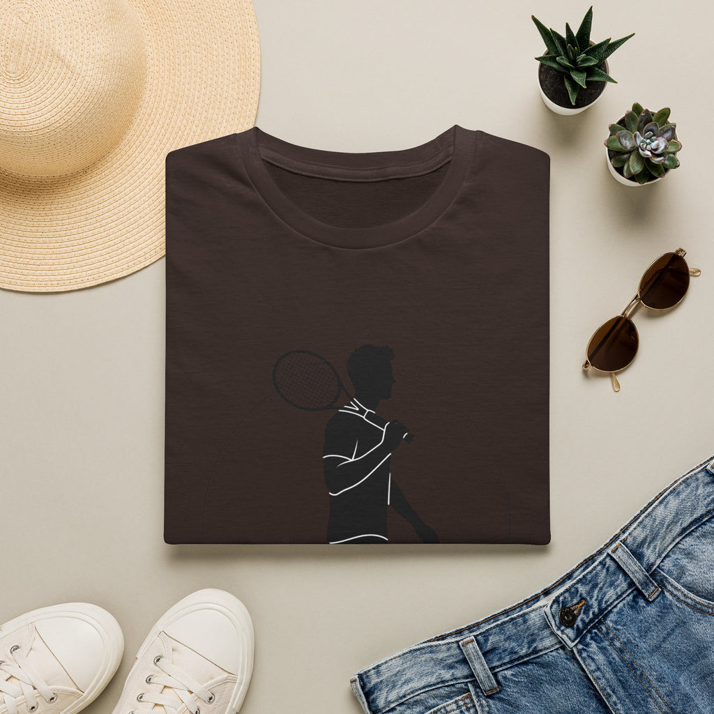 Tennis Player Silhouette T‑Shirt — Minimal Athletic Graphic Tee