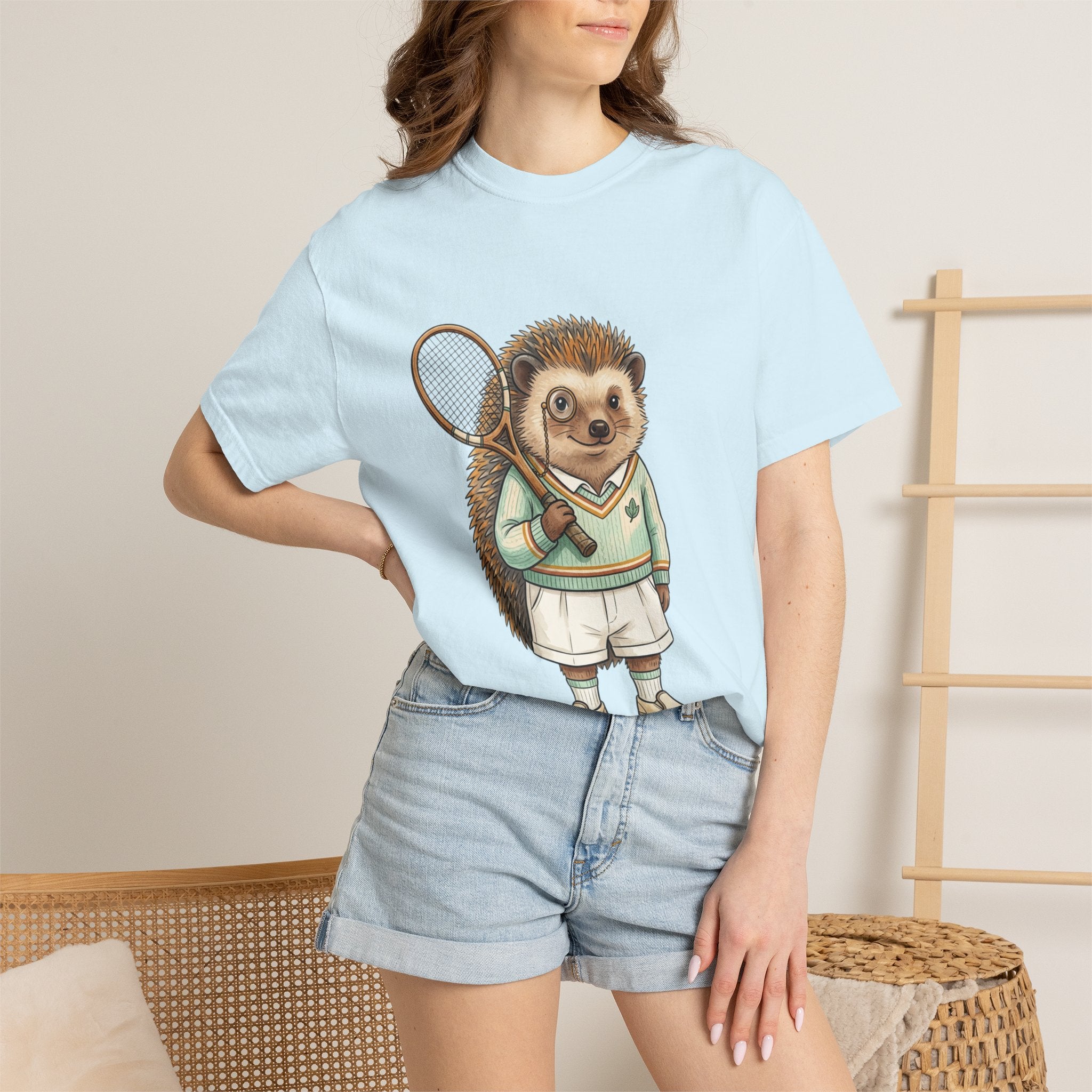 Hedgehog Tennis Player T‑Shirt — Cute Vintage Sports Animal Tee