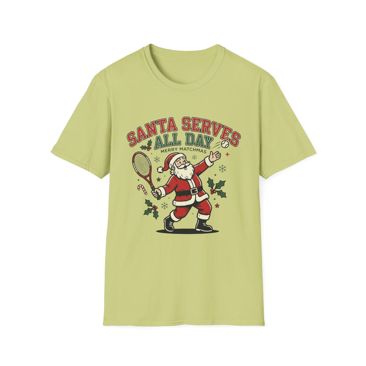 Santa Serves All Day Tennis Christmas T-Shirt