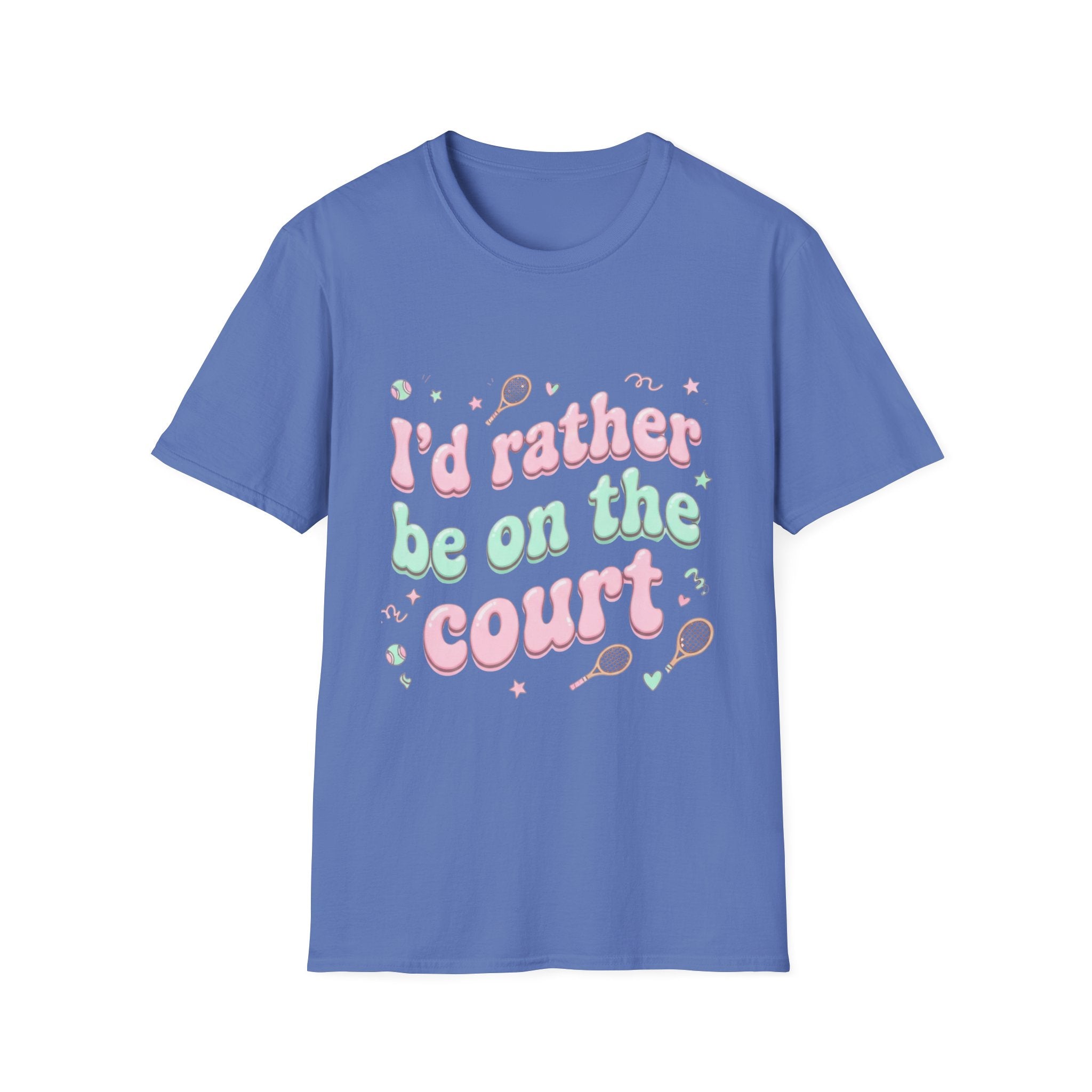 T-Shirt — "I'd Rather Be on the Court" Tennis Graphic Tee