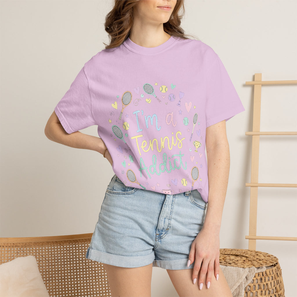 I'm a Tennis Addict T‑Shirt — Cute Pastel Tennis Graphic Tee for Players & Fans