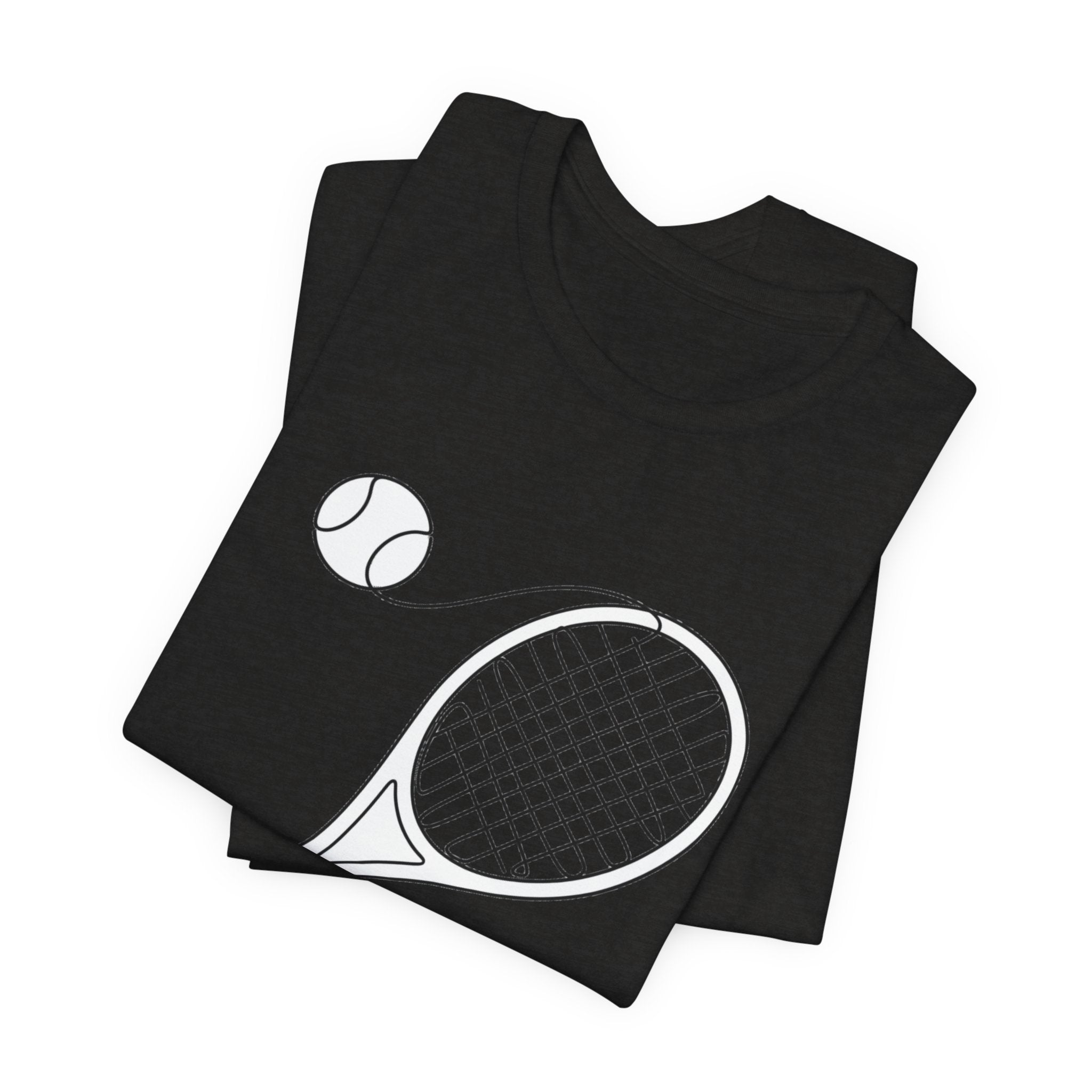 Tennis Racket & Ball Graphic Tee – Minimal Sports T‑Shirt for Players & Fans