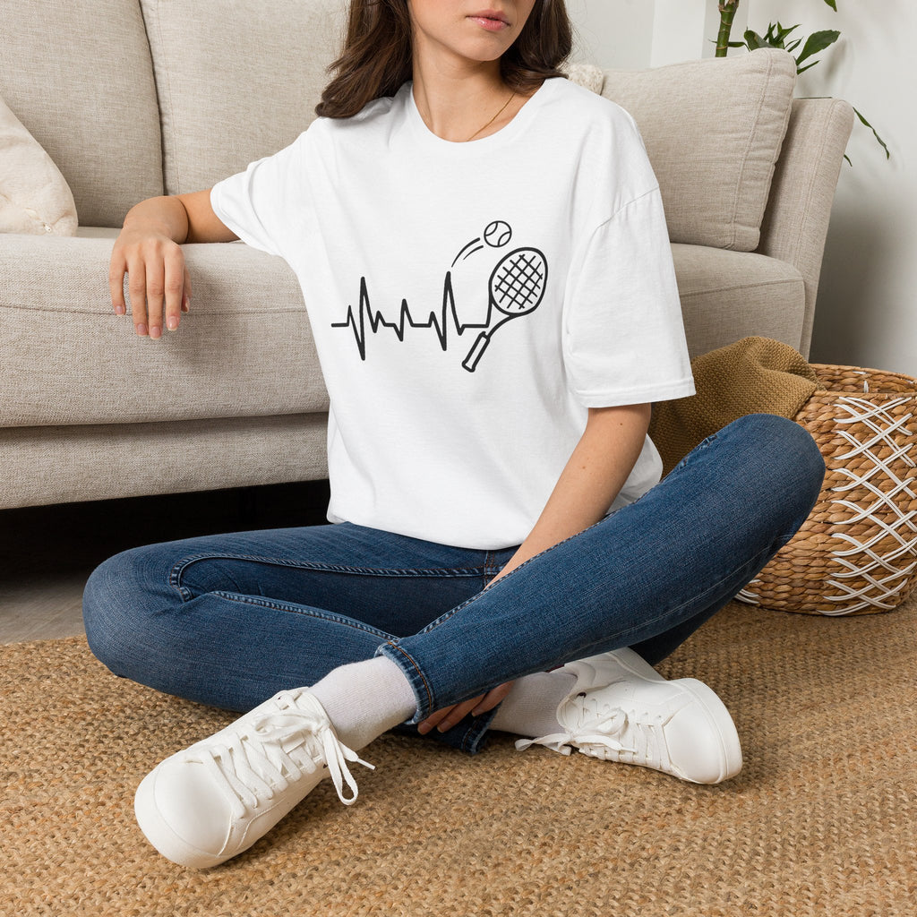 Tennis Heartbeat T-Shirt — Racket & Ball Graphic Tee for Players