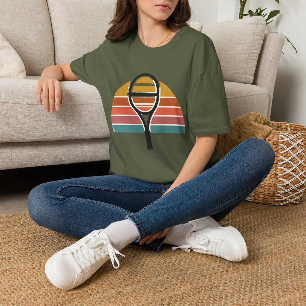 Tennis Racket Retro Sunset T-Shirt