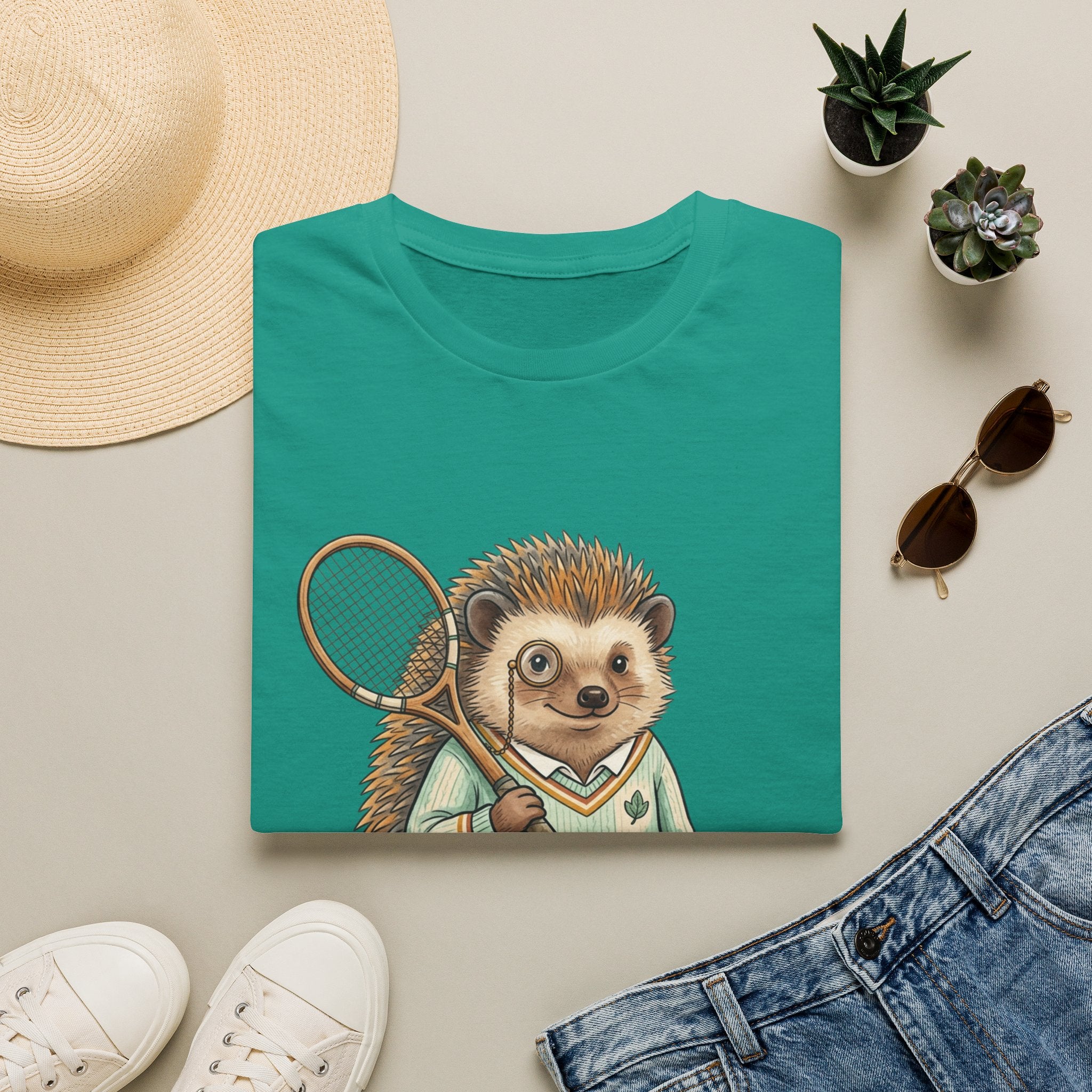 Hedgehog Tennis Player T-Shirt – Cute Animal Sports Graphic Tee