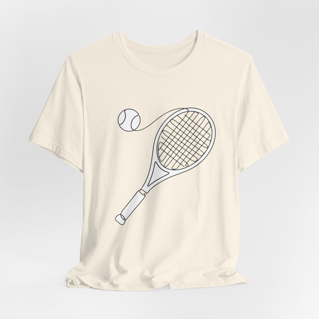Tennis Racket & Ball Graphic Tee – Minimal Sports T‑Shirt for Players & Fans
