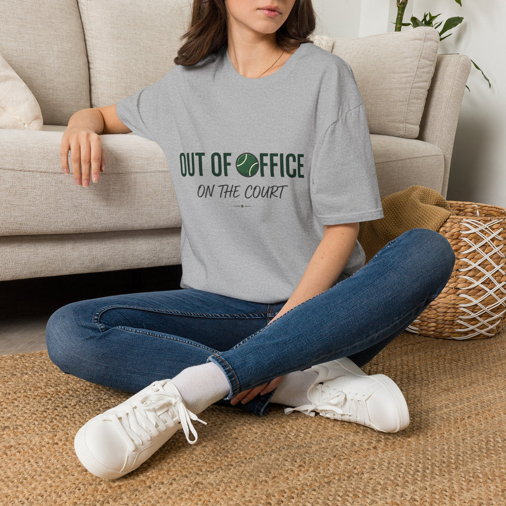 T-Shirt — "Out of Office on the Court" Tennis Graphic Tee