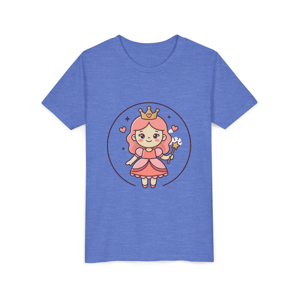 Princess Fairy Kids T-Shirt - Cute Pink Crowned Princess Graphic Youth Tee