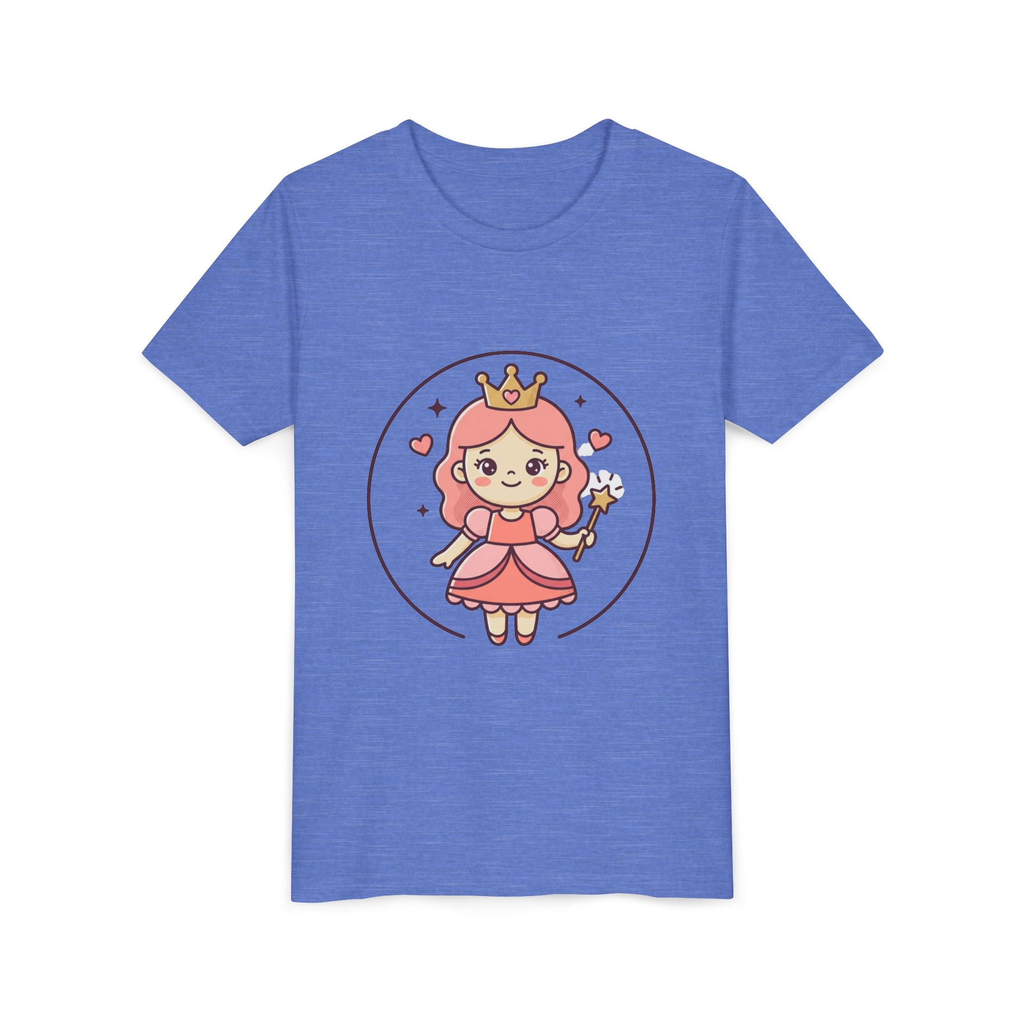 Princess Fairy Kids T-Shirt - Cute Pink Crowned Princess Graphic Youth Tee
