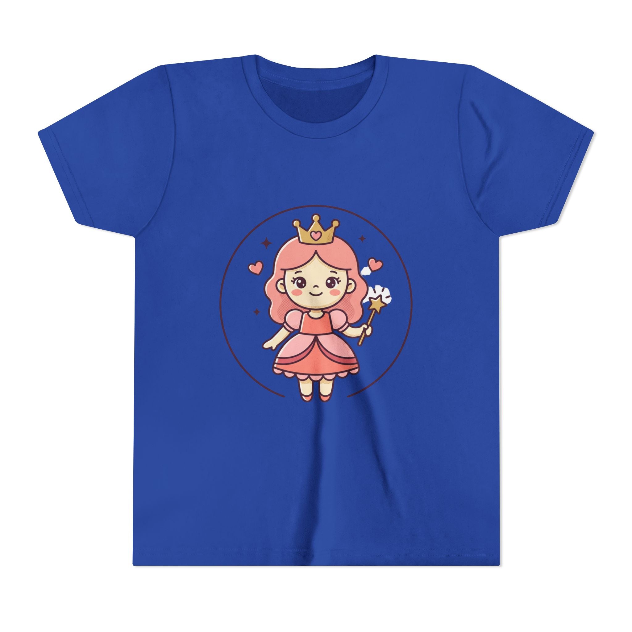 Princess Fairy Kids T-Shirt - Cute Pink Crowned Princess Graphic Youth Tee