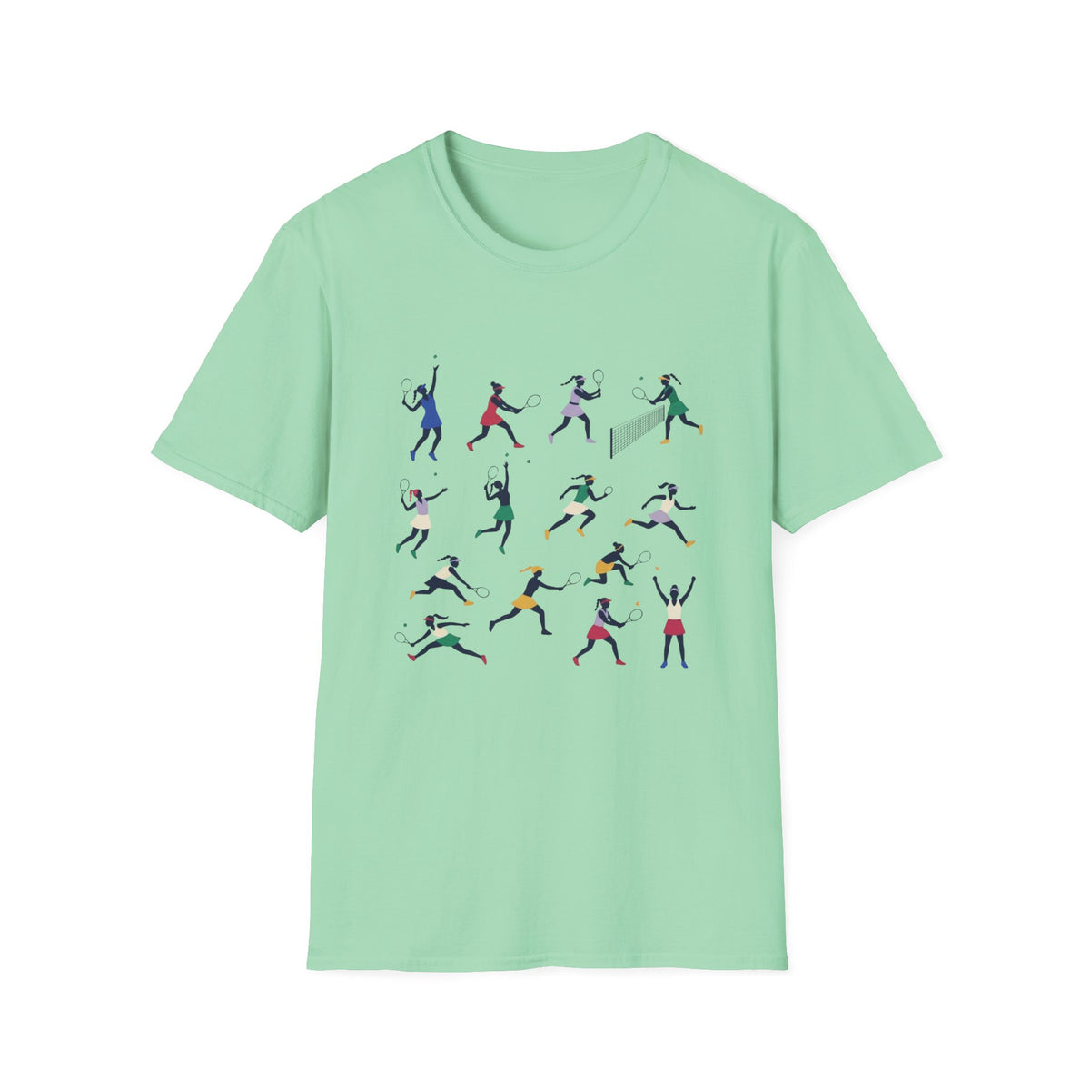 tennis Players Silhouette T-Shirt — Colorful tennis Action Tee
