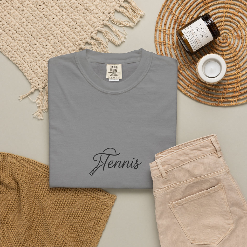 Tennis Script Tee — Minimalist Athletic Tennis T‑Shirt