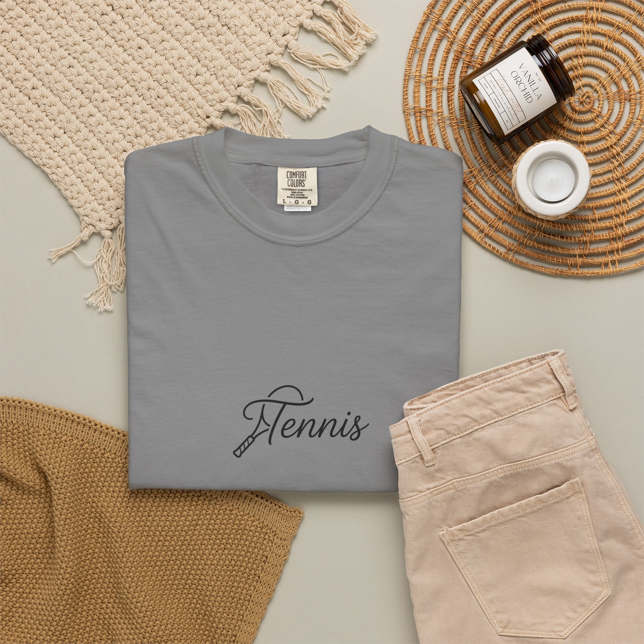 Tennis Script Tee — Minimalist Athletic Tennis T‑Shirt