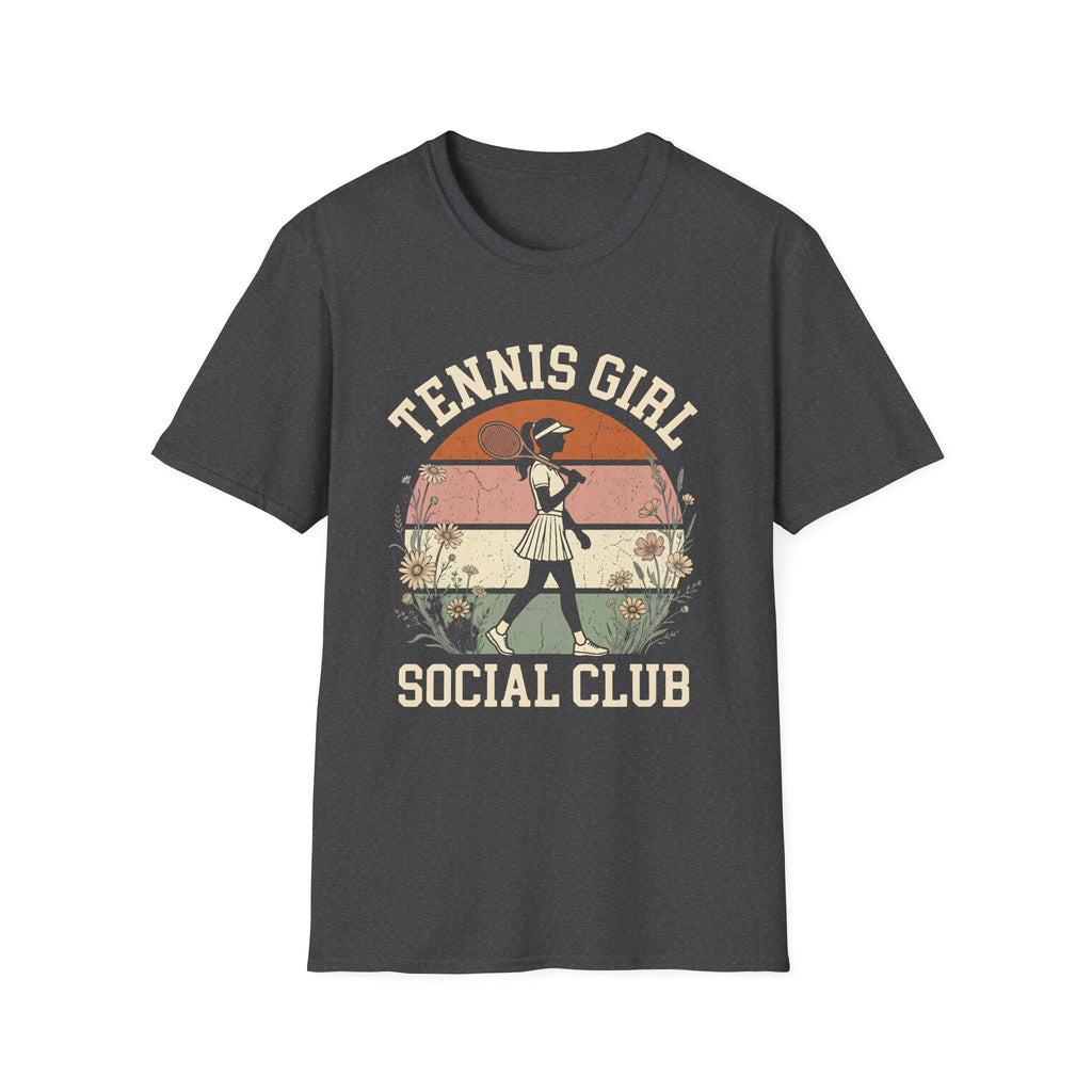 Retro Tennis Girl T-Shirt — Vintage Tennis Club Graphic Tee
