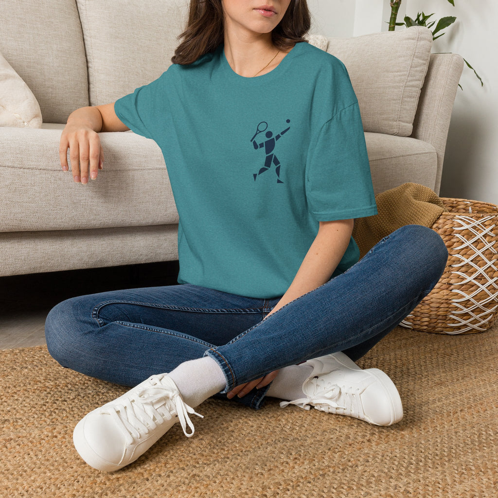 Tennis Player Minimalist T‑Shirt — Geometric Tennis Graphic Tee
