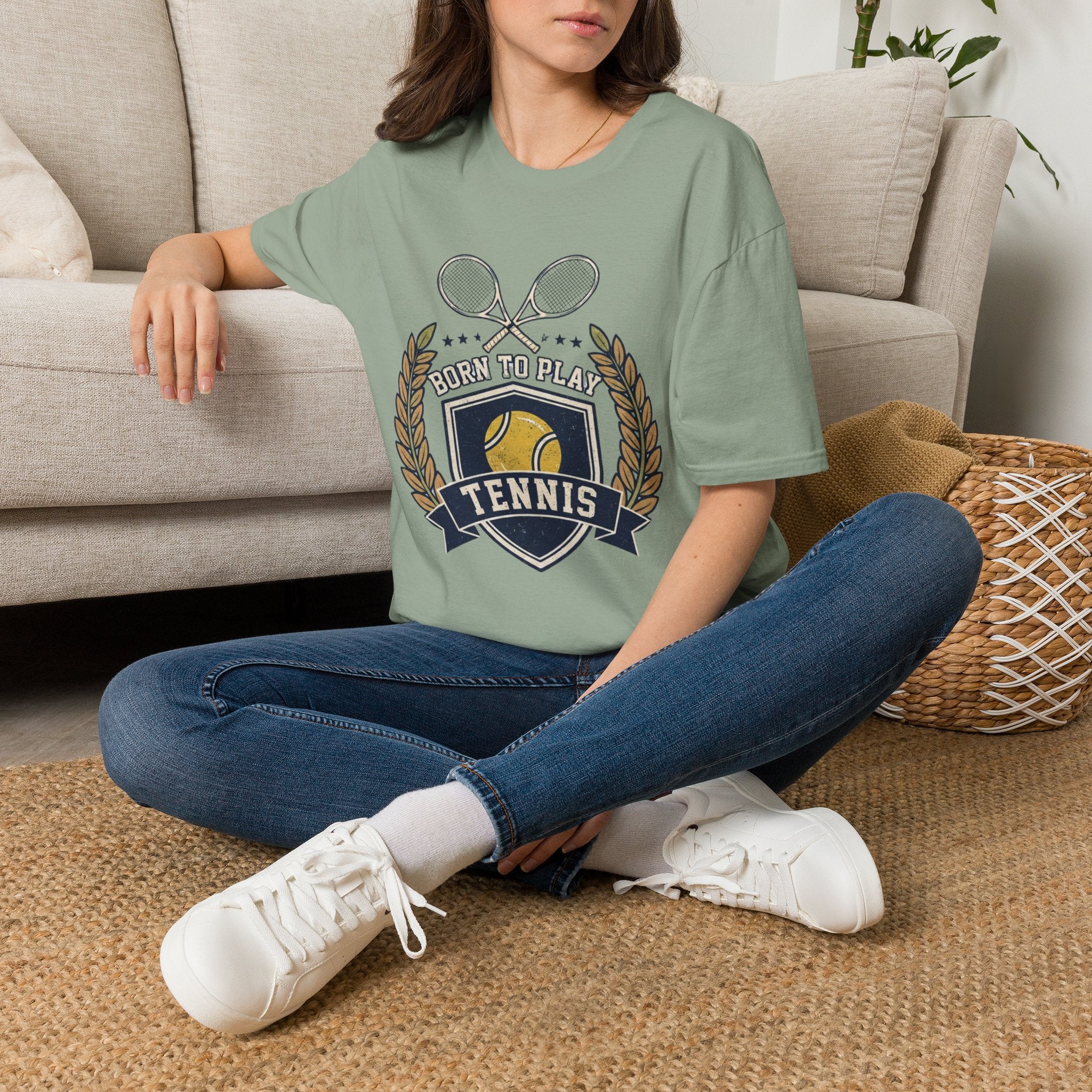 Tennis T‑Shirt — "Born to Play" Vintage Tennis Crest Tee