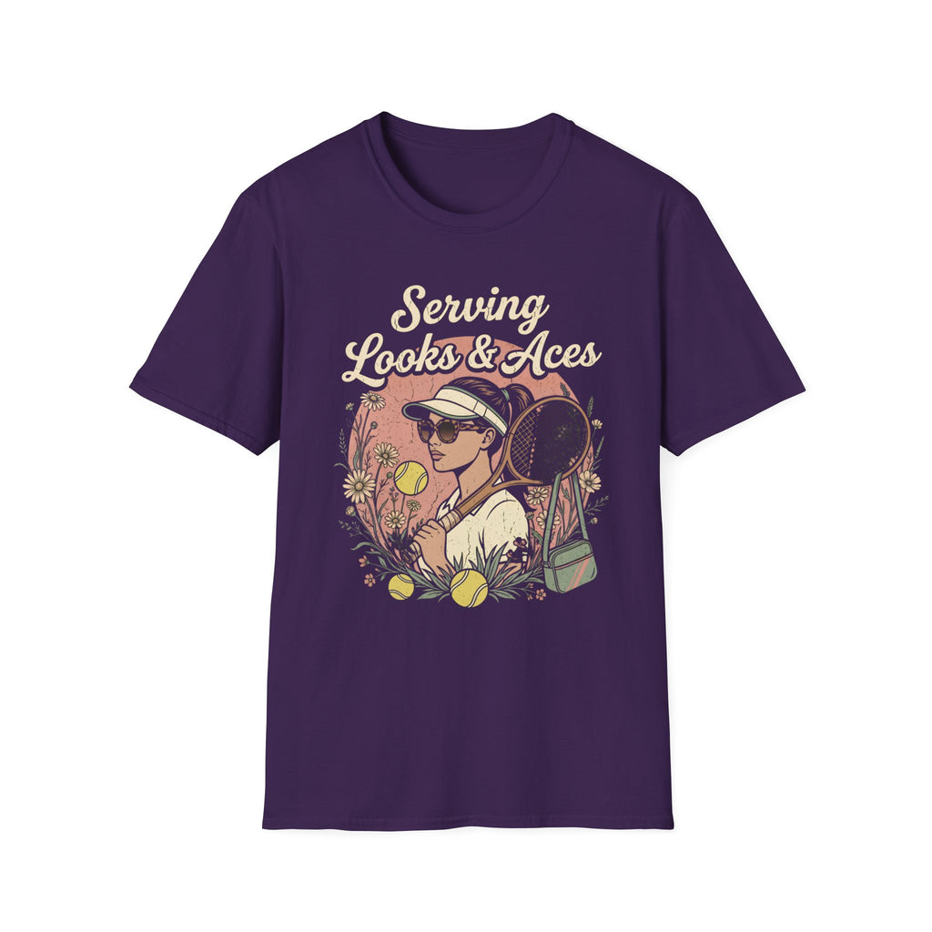 Serving Looks & Aces Retro Tennis T-Shirt