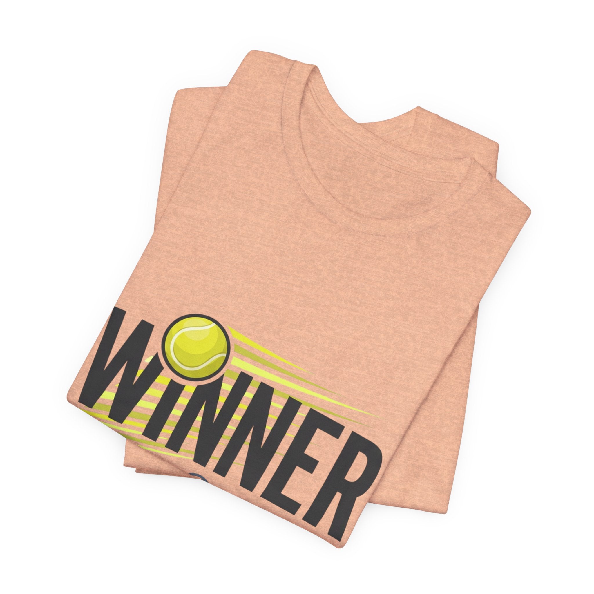Winner Tennis T‑Shirt — Motivational Tennis Tee with Ball & Racket Graphic