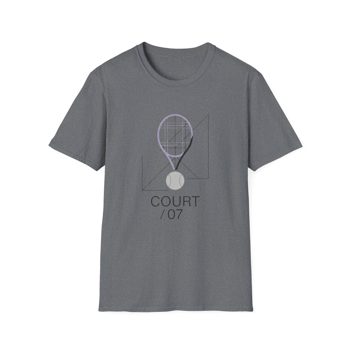 Tennis Court Graphic Tee — Court /07 Minimalist Racket & Ball Design