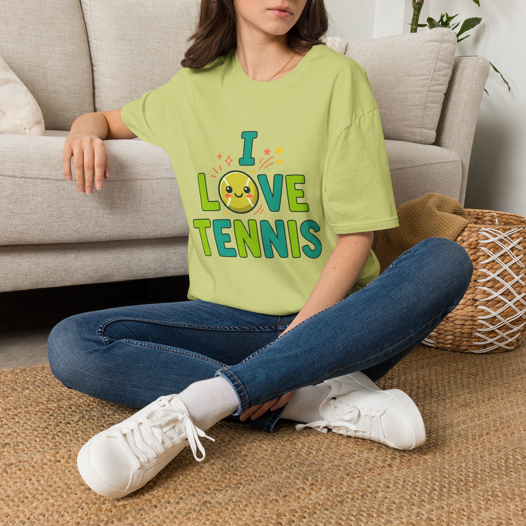 I Love Tennis T-Shirt — Cute Smiley Tennis Ball Tee for Players & Fans