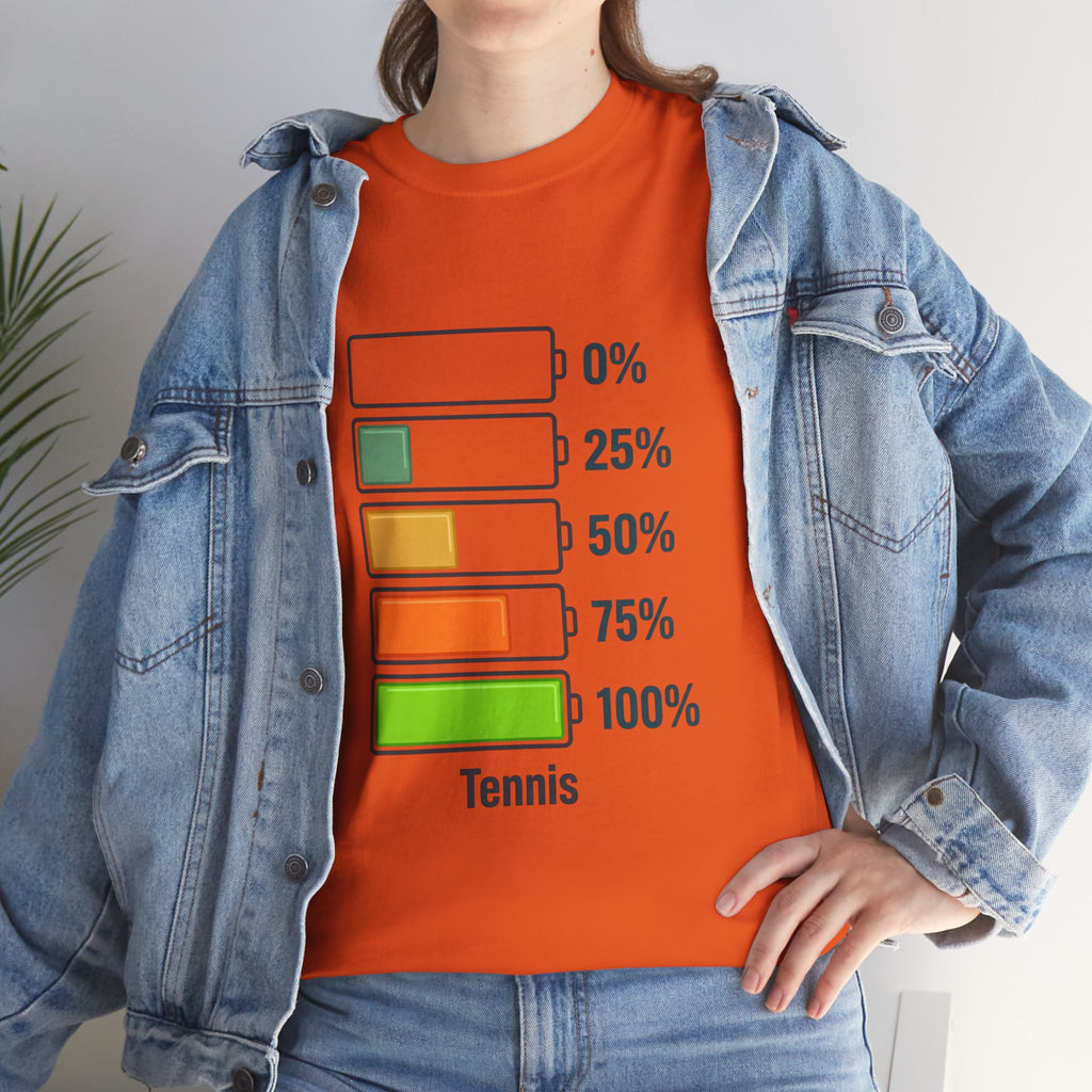 T-Shirt — Tennis Battery Level Graphic Tee (0%-100%)