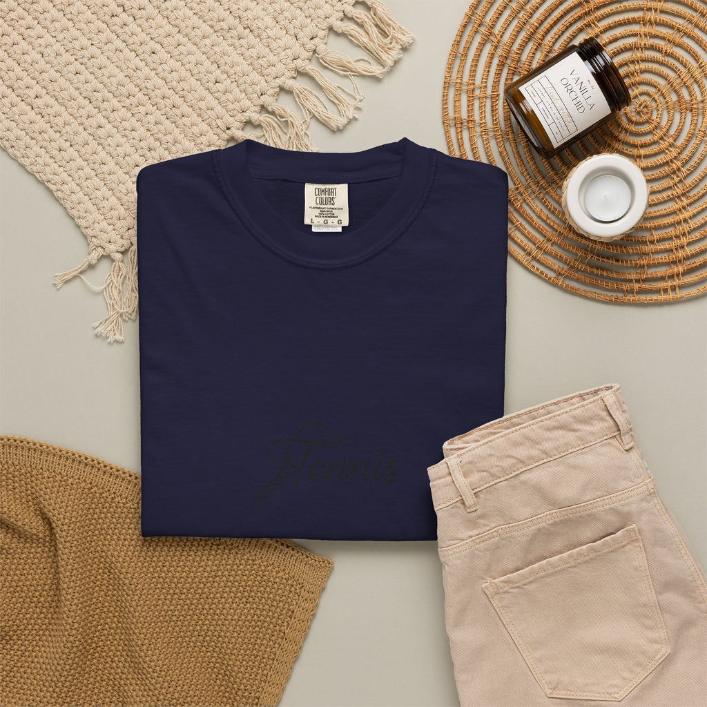 Tennis Script Tee — Minimalist Athletic Tennis T‑Shirt