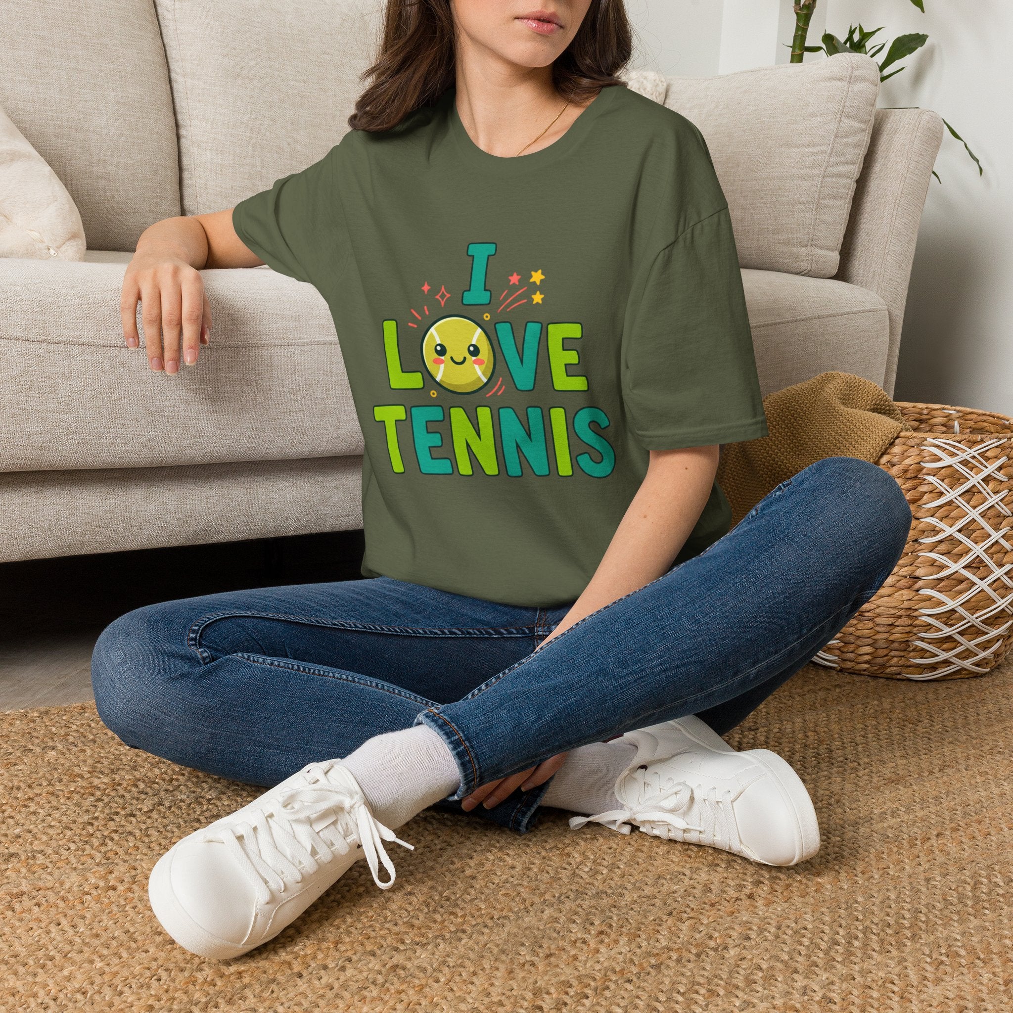 I Love Tennis T-Shirt — Cute Smiley Tennis Ball Tee for Players & Fans