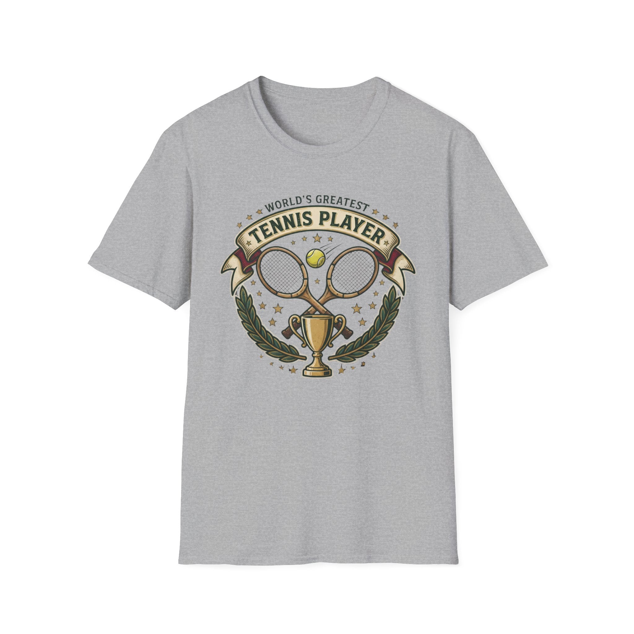 World's Greatest Tennis Player T-Shirt — Vintage Tennis Racket & Trophy Tee