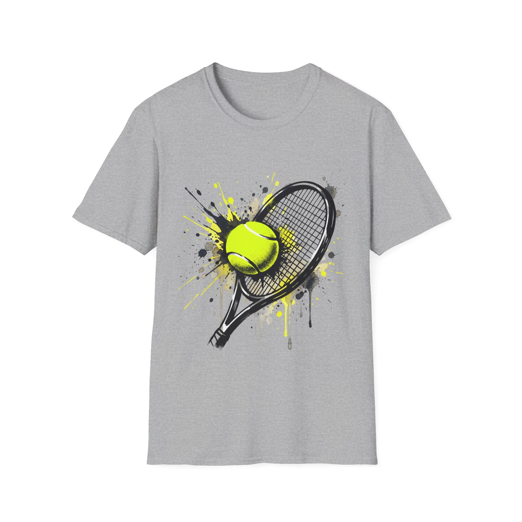 T-Shirt — Splash Tennis Racket & Ball Graphic Tee