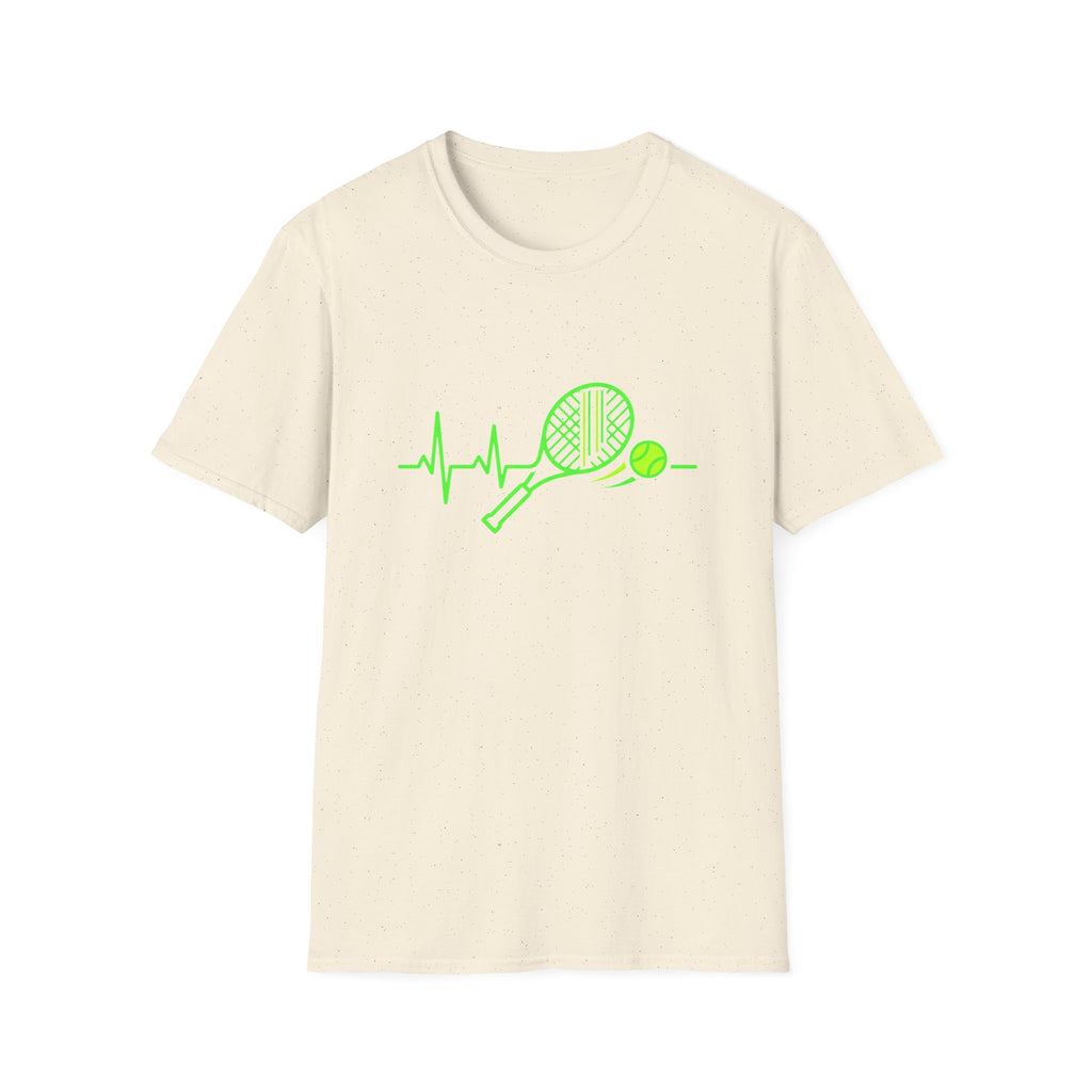 Tennis Racket Heartbeat T-Shirt — Neon Green Tennis Lover Tee
