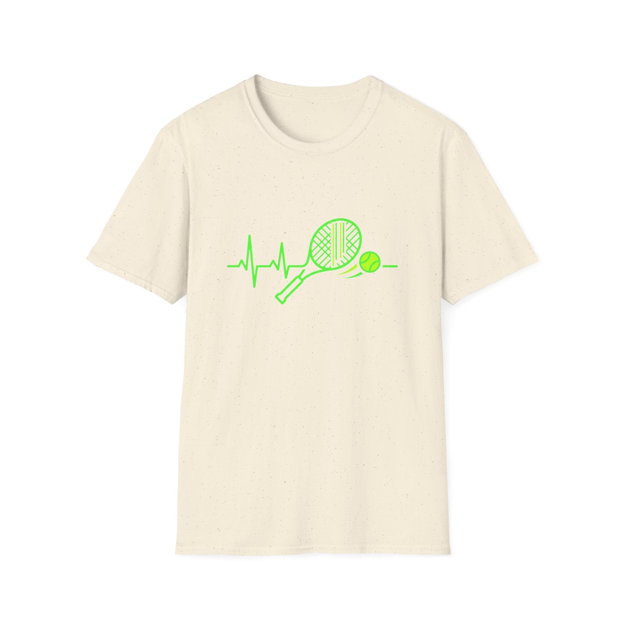 Tennis Racket Heartbeat T-Shirt — Neon Green Tennis Lover Tee