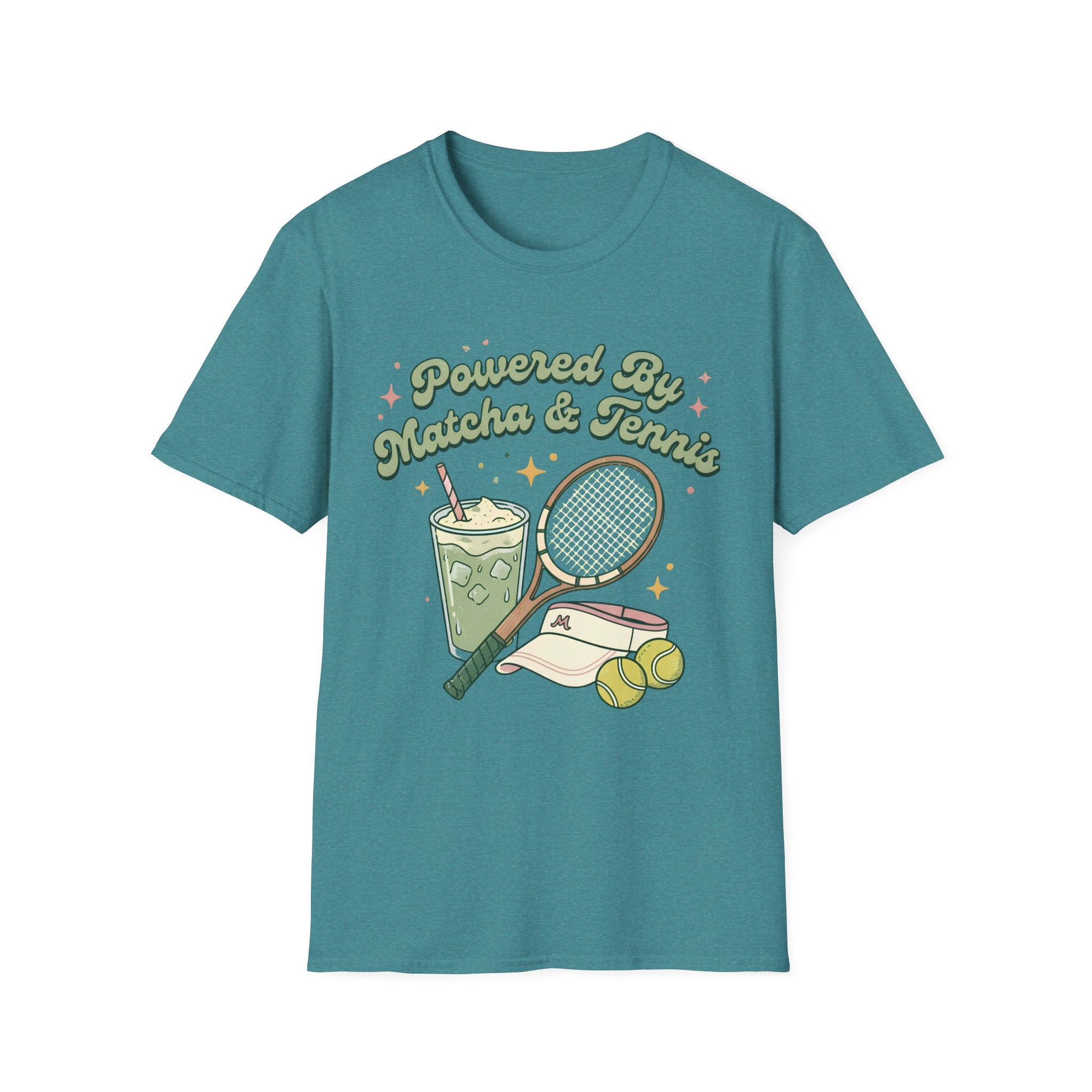 Powered by Matcha & Tennis Tee — Cute Athletic Tea Lover Shirt